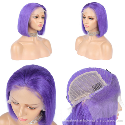 Peruvian Bob Double Drawn Wigs, Braziliian Malaysian Colored Human Virgin Hair Cuticle Aligned Blunt Cuts Bob Short Wigs